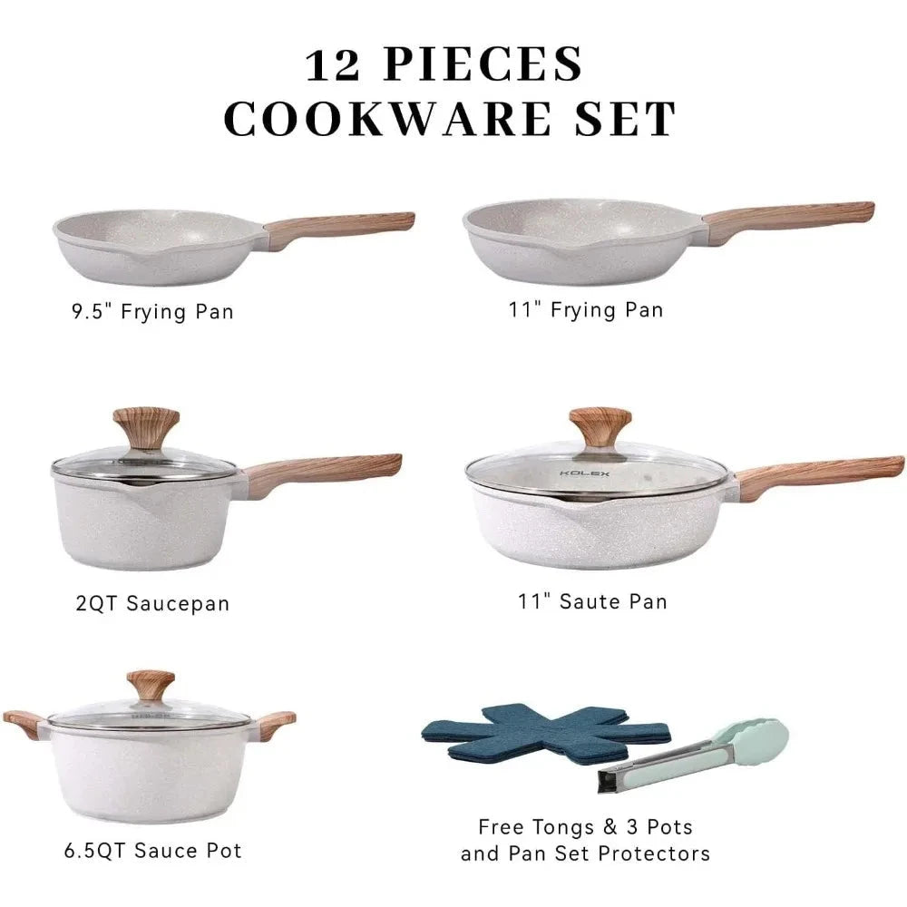 10-Piece Copper Pan Luxury Induction Cookware Set, Non-Stick, 21.5 x 11.5 x 11 Ohberri