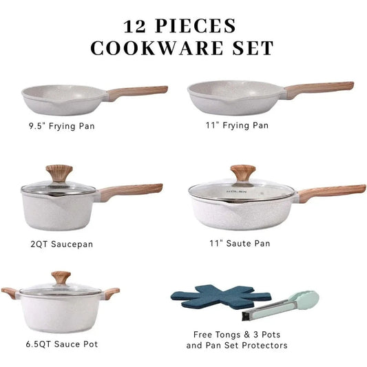 10-Piece Copper Pan Luxury Induction Cookware Set, Non-Stick, 21.5 x 11.5 x 11 Ohberri