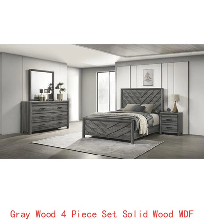 Modern Twin 4PC Storage Bedroom Set, Natural Wood Finish - Ohberri