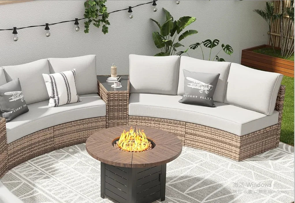 Furniture Sets, 3 Piece Half-Moon Sectional Round Sofa Set - Ohberri