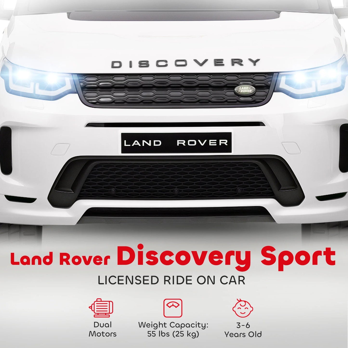 Land Rover Licensed 12V Kids Ride on Car W/ Soft Start, White Ohberri