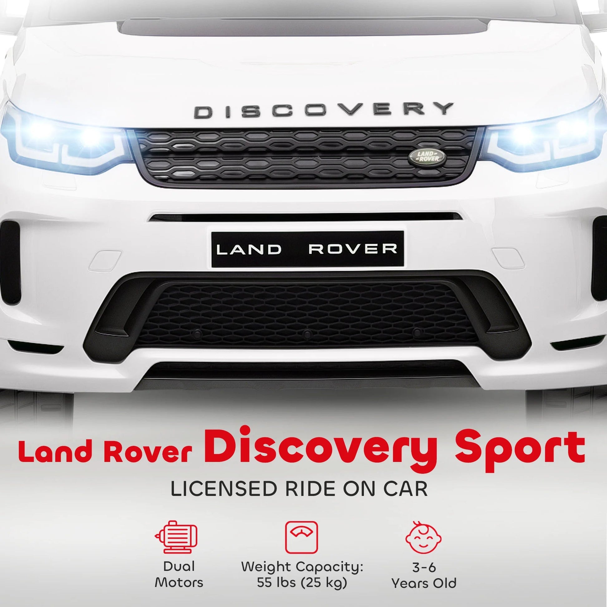 Land Rover Licensed 12V Kids Ride on Car W/ Soft Start, White Ohberri