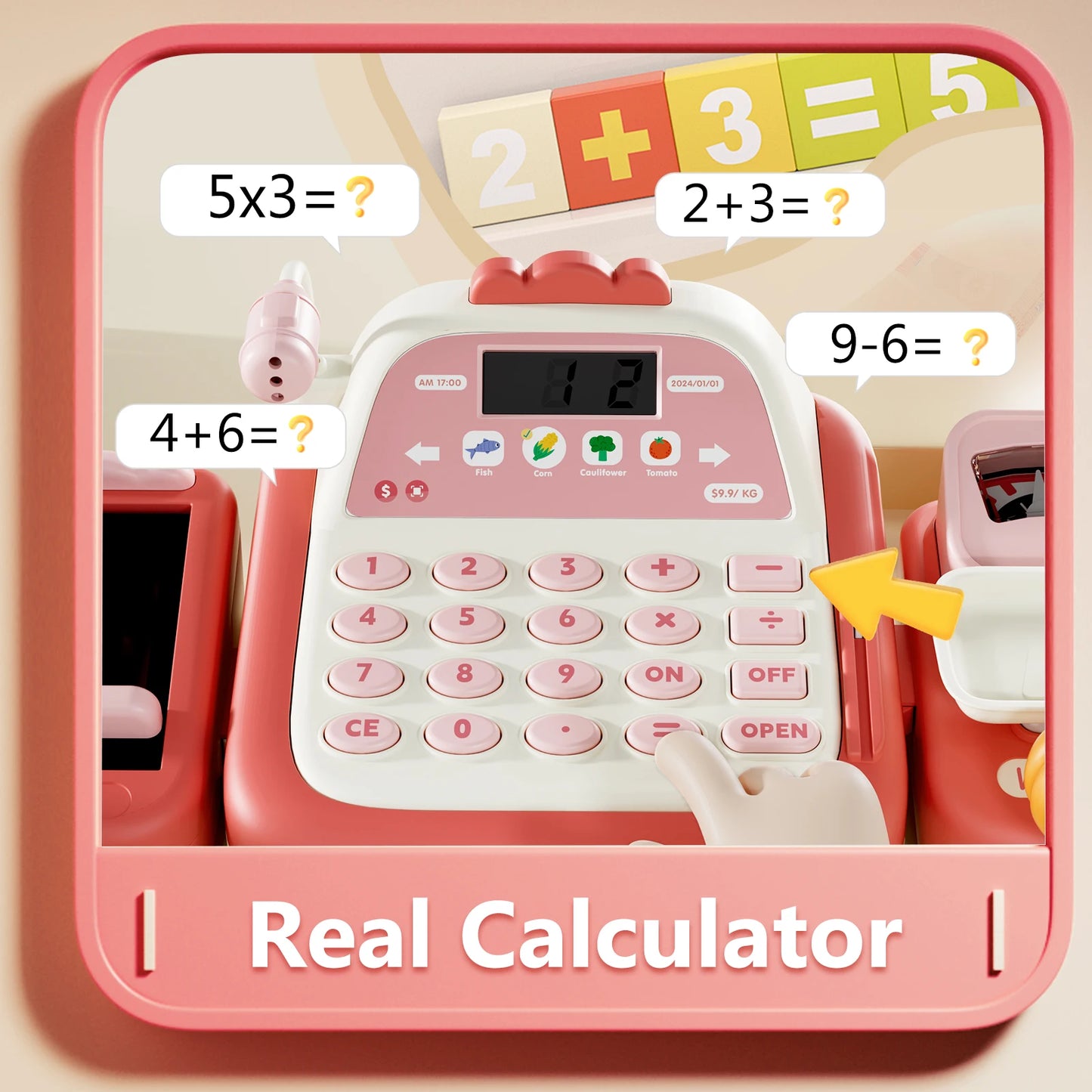 Supermarket Cash Register Electronic Simulation Pretend Play - Ohberri