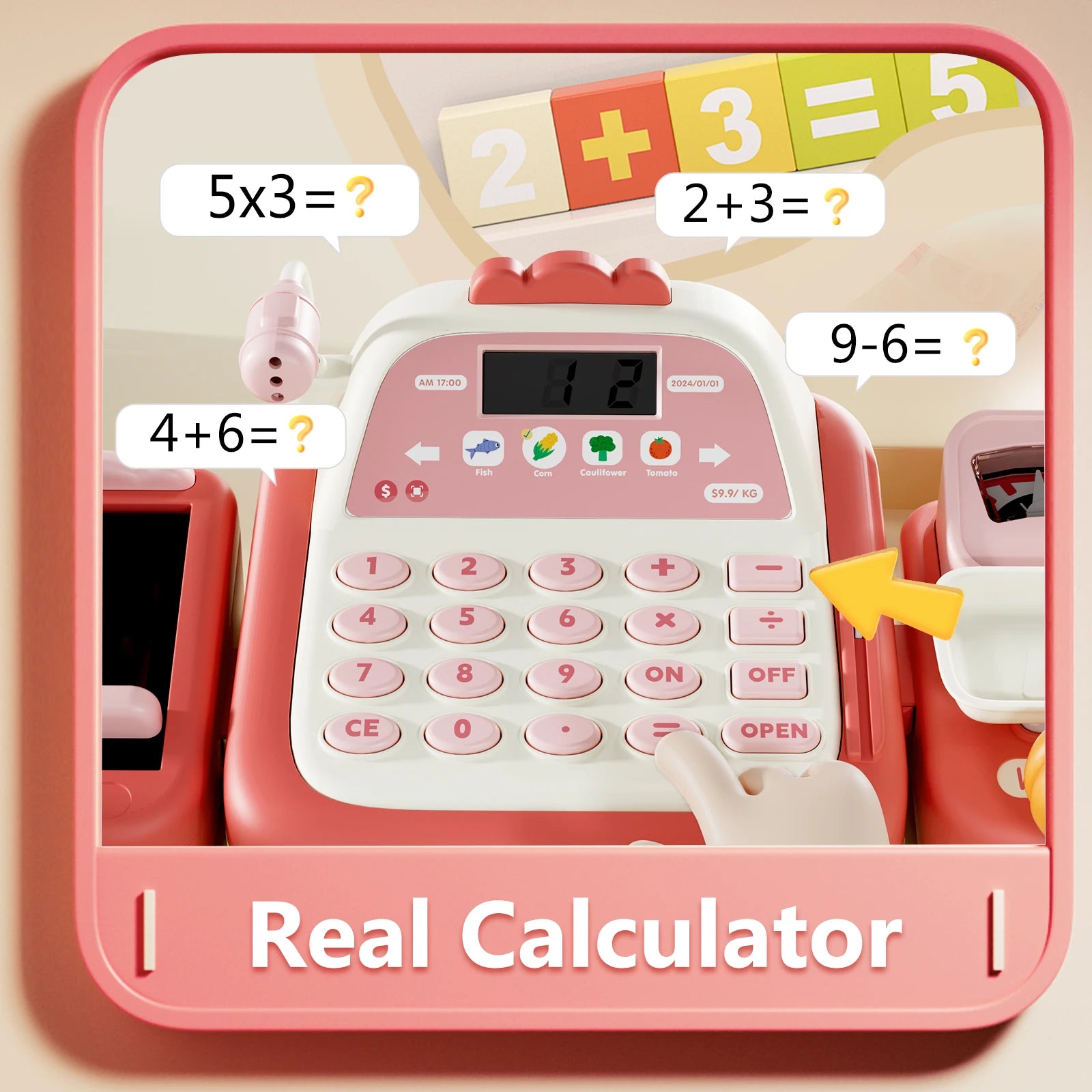 Supermarket Cash Register Electronic Simulation Pretend Play - Ohberri