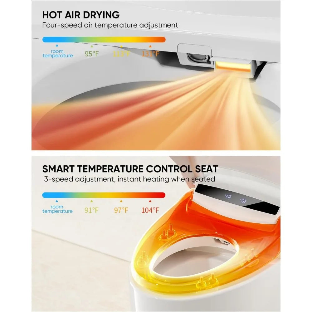 Smart Tankless Toilets with Warm Water Sprayer and Dryer, Foot Sensor Ohberri