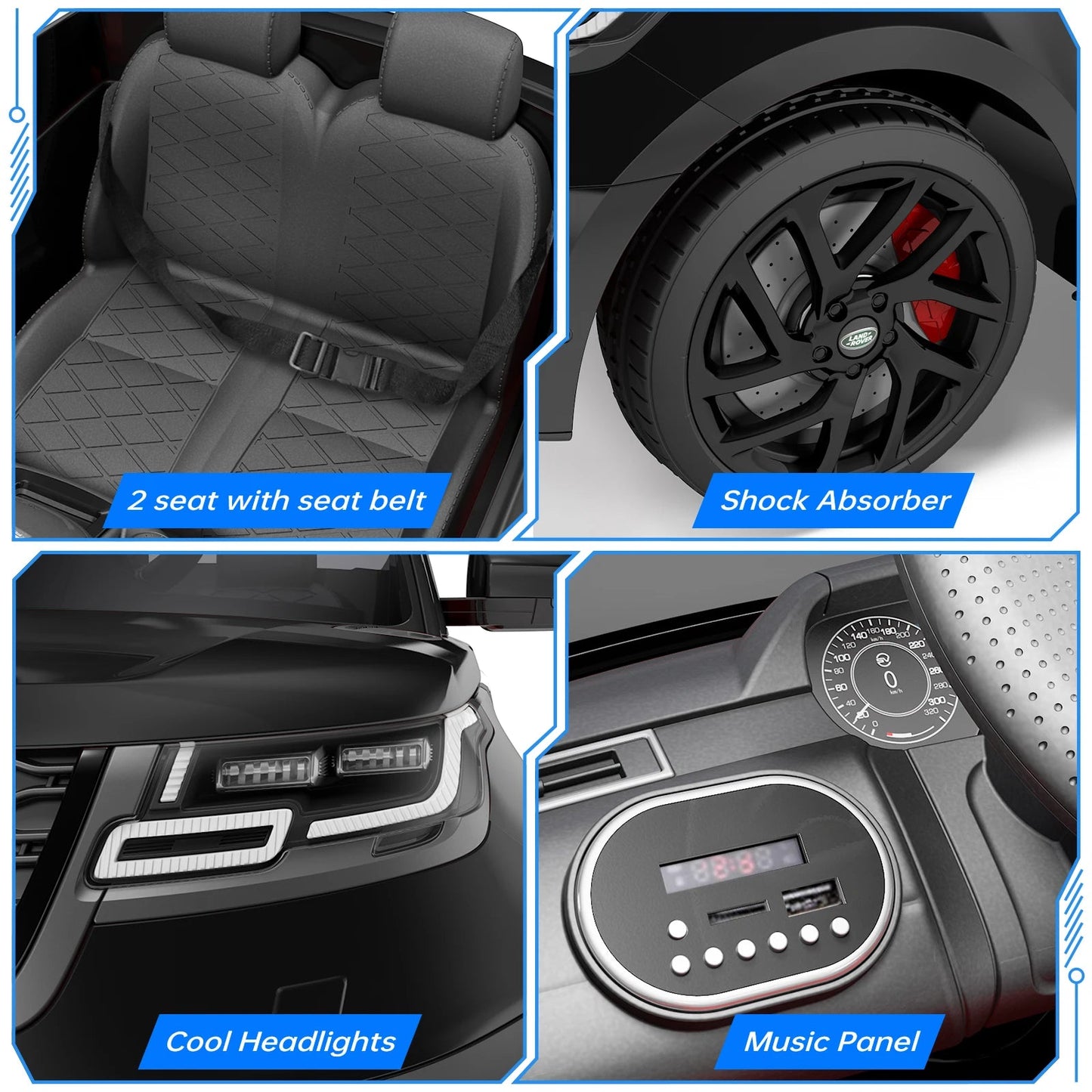 12V Ride On Car with Remote Control, Music, LED Lights Ohberri