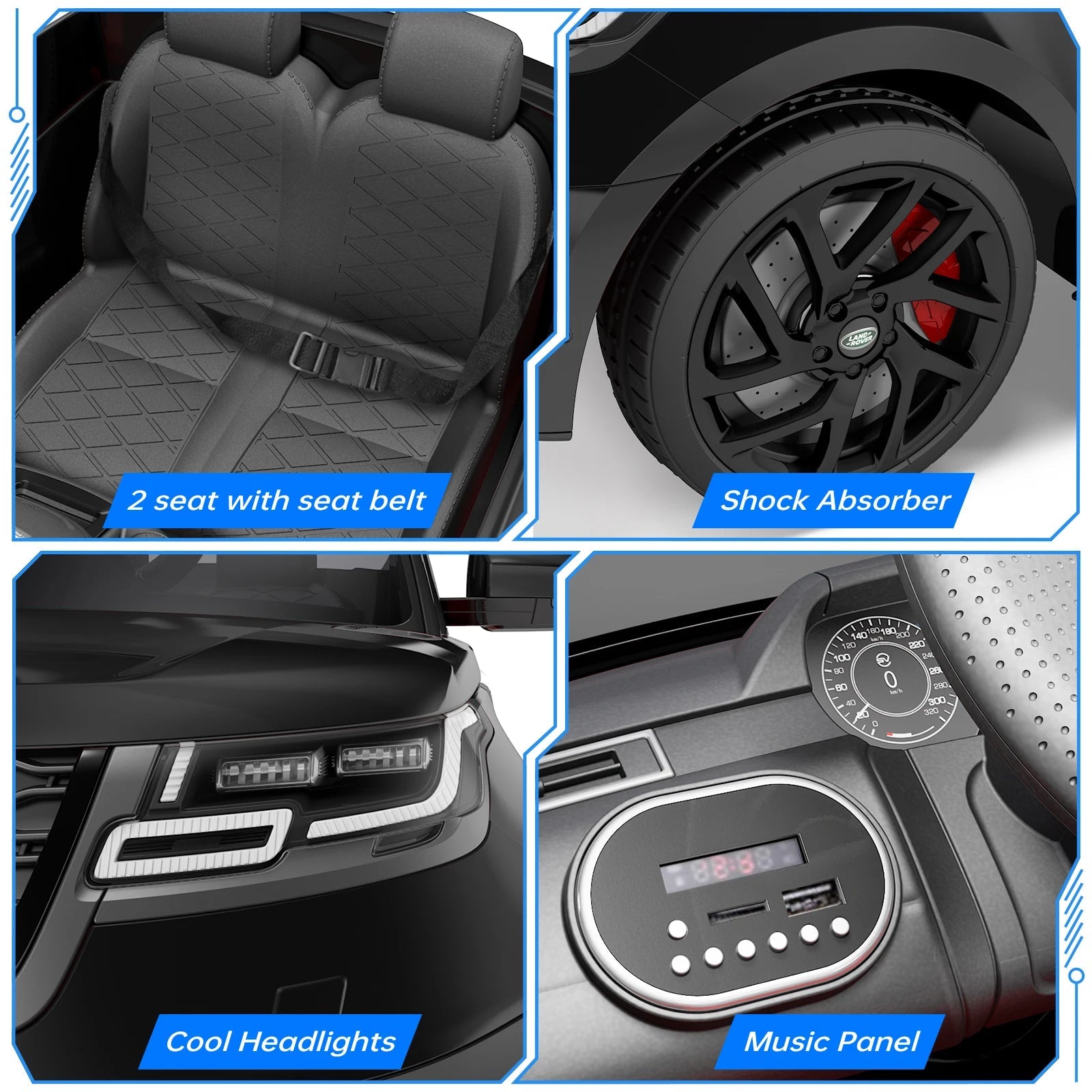 12V Ride On Car with Remote Control, Music, LED Lights Ohberri