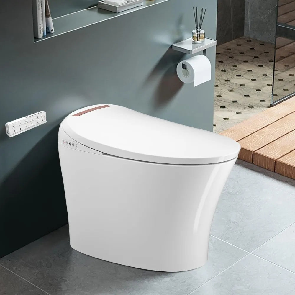 Smart Toilet With Bidet - Heated Seat, Integrated Multi-Function, Tankless, Automatic Flushing Ohberri