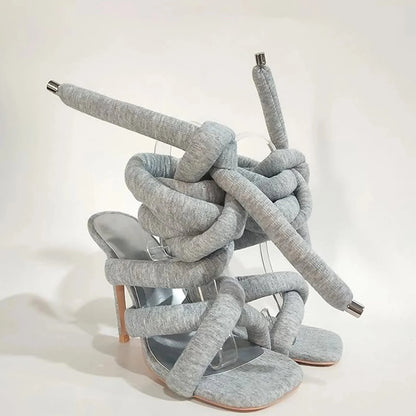 Grey strappy gladiator Heels Ohberri