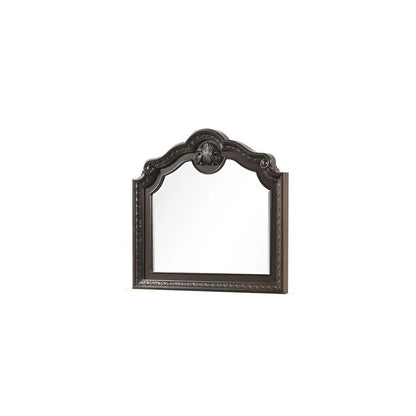 Traditional 4-Piece Queen Bedroom Set with Intricate Wood Carvings in Walnut Finish - Ohberri