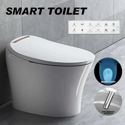 Smart Toilet With Bidet - Heated Seat, Integrated Multi-Function, Tankless, Automatic Flushing Ohberri