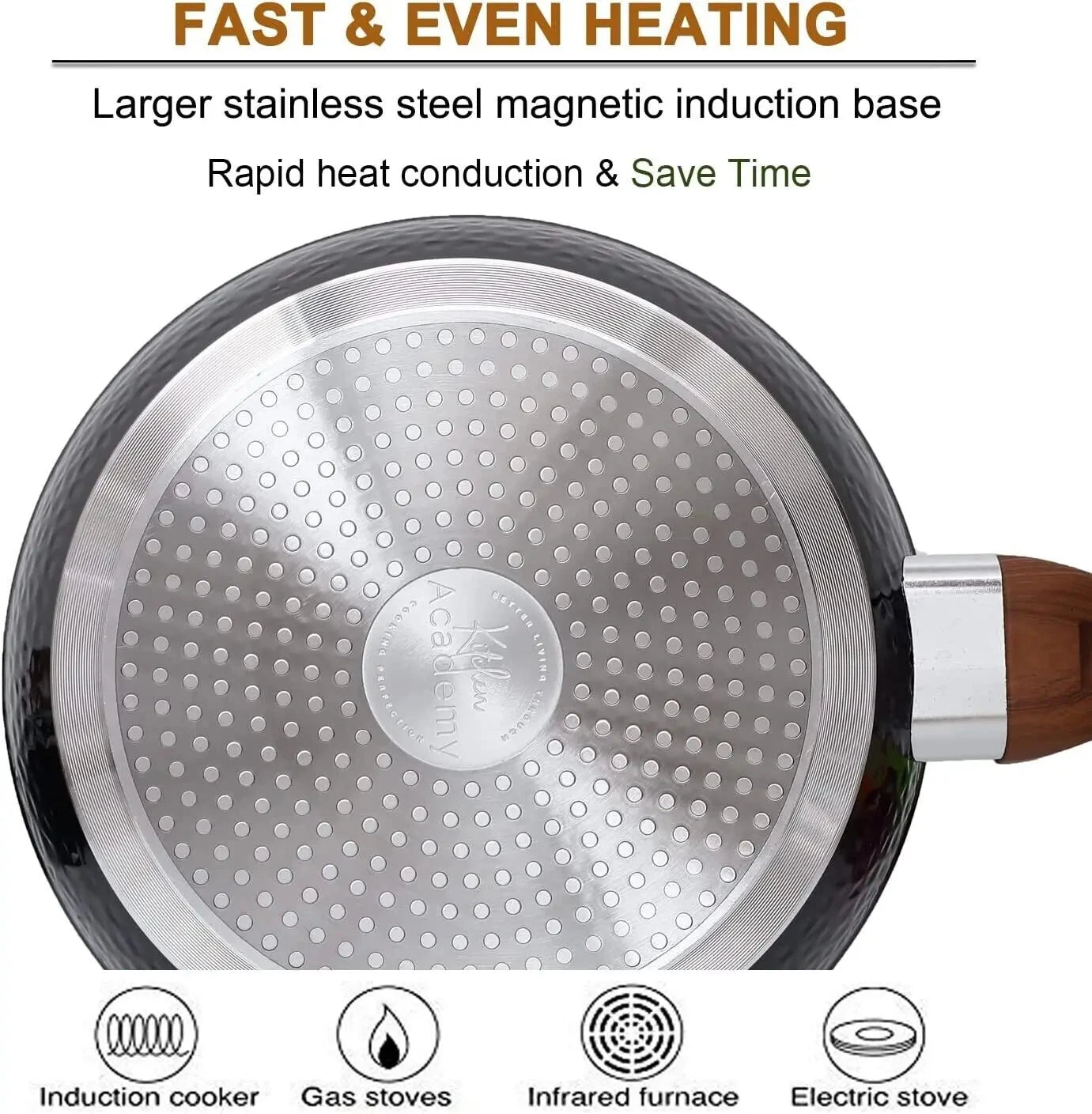 Induction Cookware Sets 15 Pcs Black Hammered -Granite Ohberri