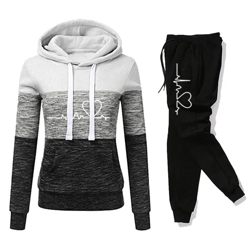Women Tracksuit Printing Hooded Sweatshirt Sweatpant Ohberri