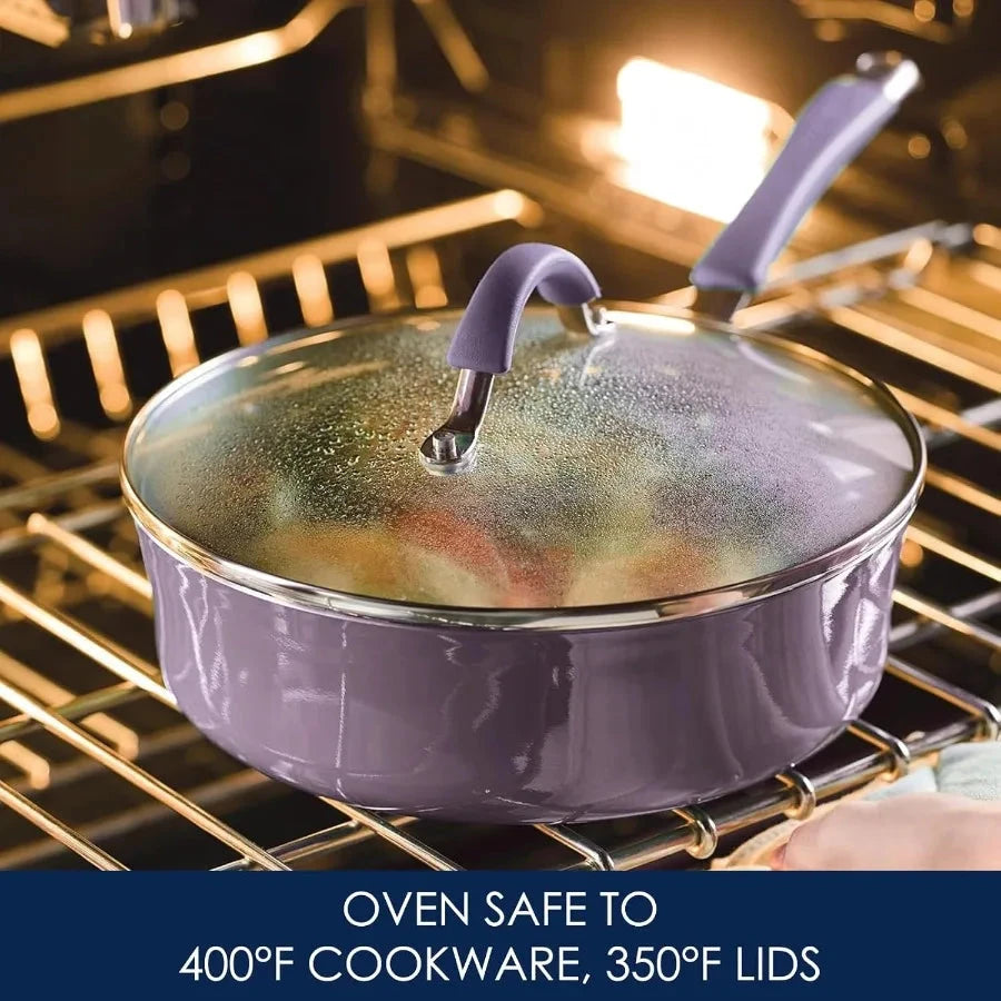 Nonstick Cookware Pots and Pans Set 12 Piece Lavender Purple Ohberri