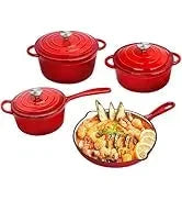 Nonstick Enameled Cast Iron Cookware Set 7-Pcs Ohberri