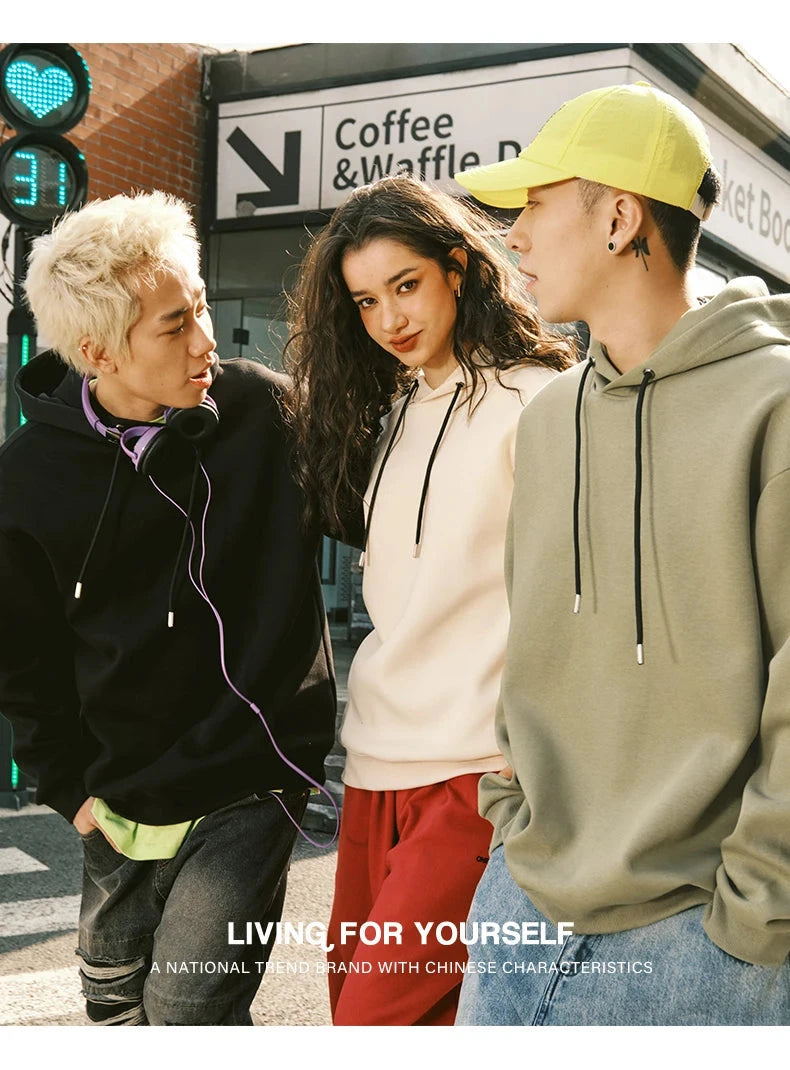 Bold Skull Letter Print Long Sleeve Pullover with I'm Who I Am Design Hoodie Ohberri