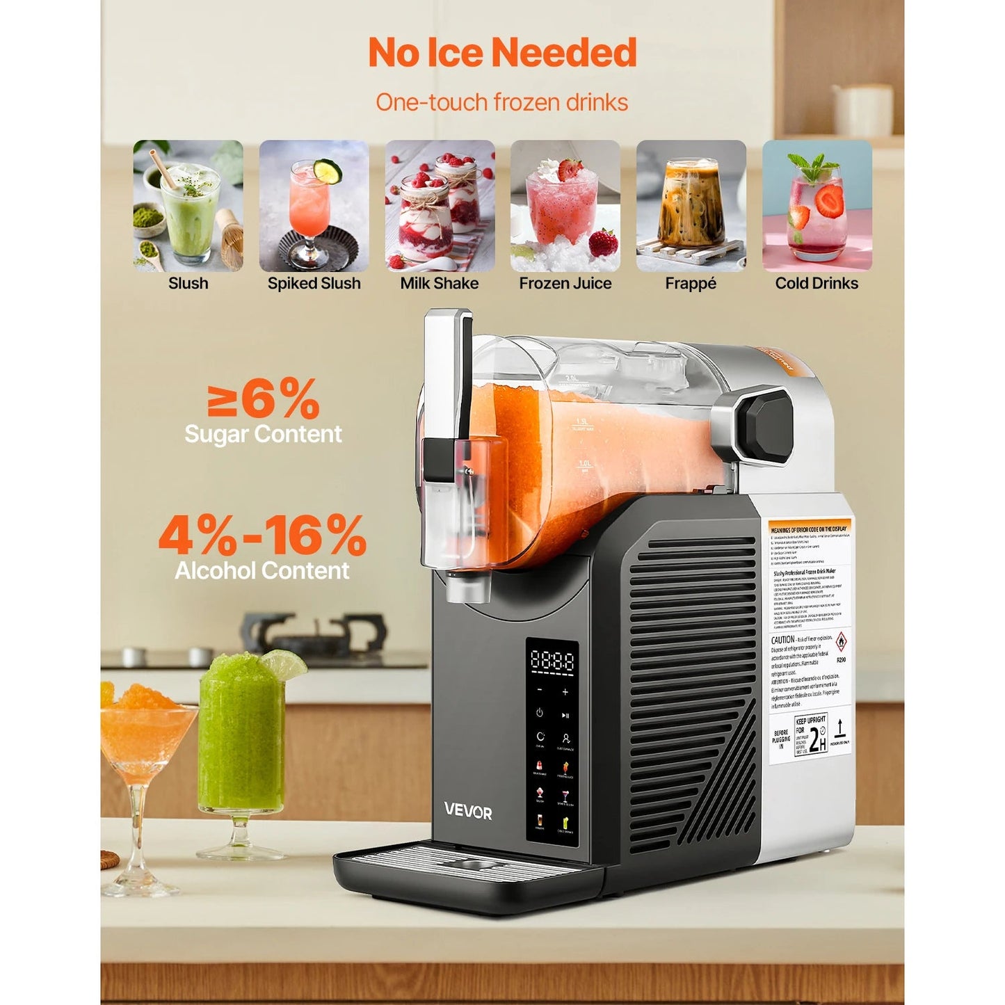 Succebuy 2L Slushie Machine No Ice Needed Margarita Machine with Self-Cleaning Frozen Margaritas Frappés Milkshake for Home Ohberri