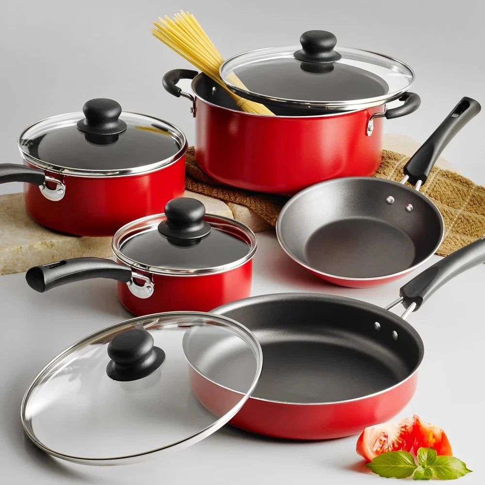 9 Piece Nonstick Cookware Set with Tempered Glass Lids Ohberri