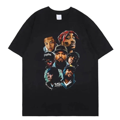 2pac Cotton T-Shirt Printed Short Sleeve Ohberri