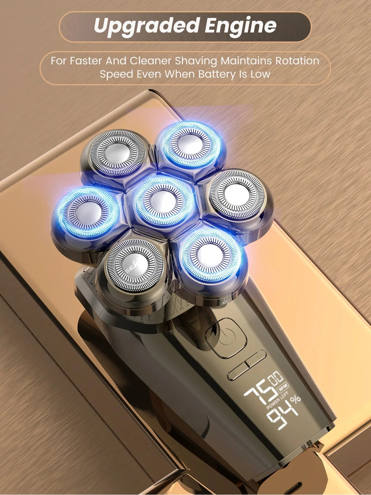 5 In 1 Electric Head Shaver for Bald Men 7D Cordless Razor with Hair Trimmer Multifunctional Ohberri