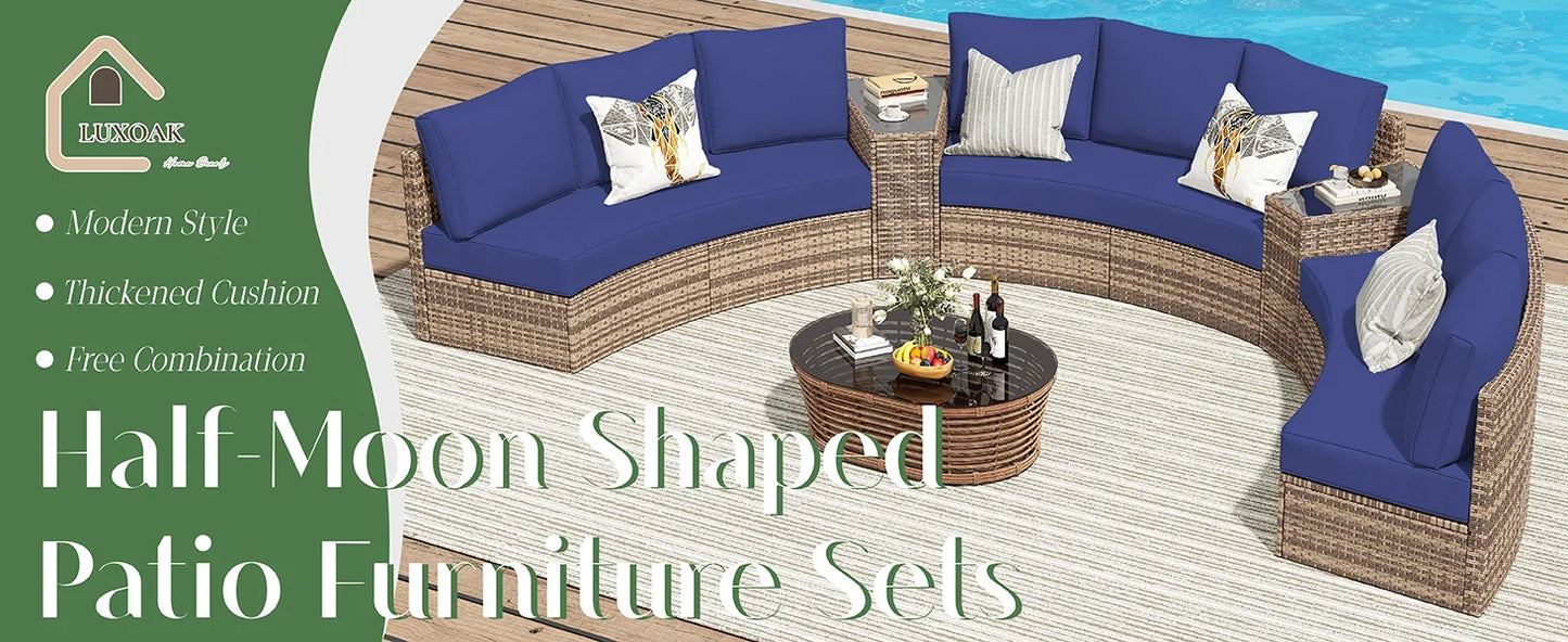 Furniture Sets, 3 Piece Half-Moon Sectional Round Sofa Set - Ohberri