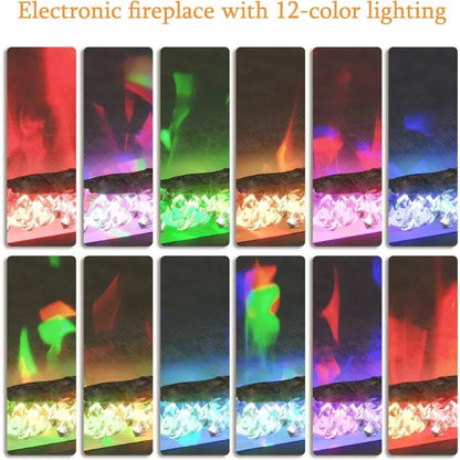 TV Stand with Electric Fireplace LED Lights High Gloss Ohberri