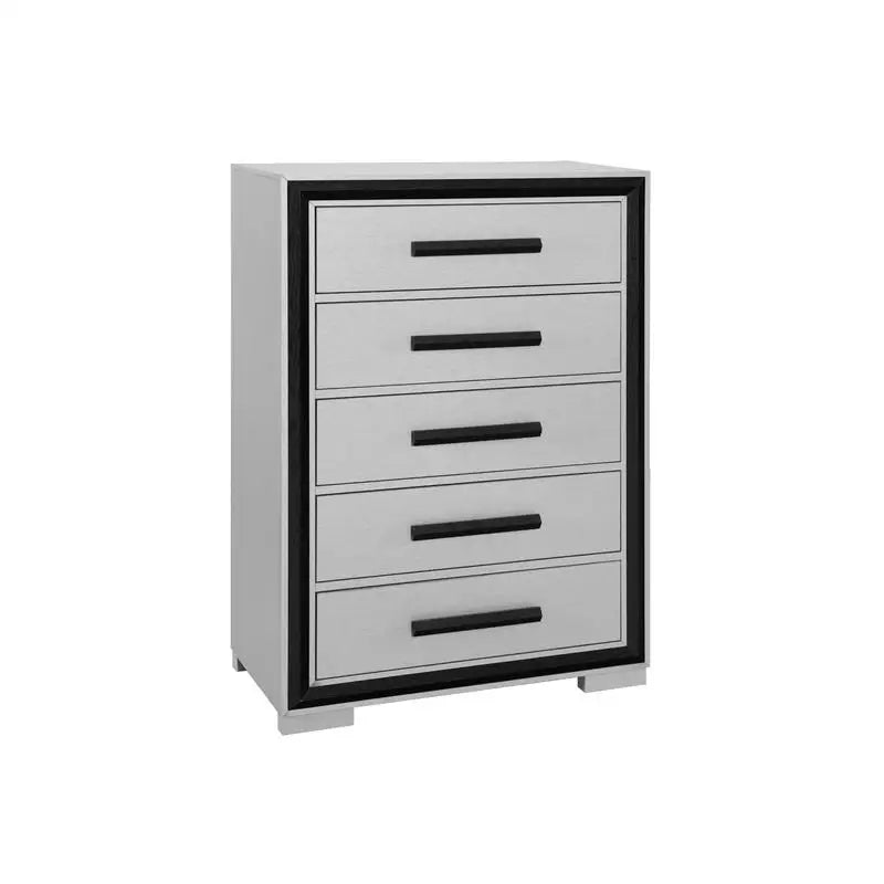 Queen Bedrooom Set - Grey and Black 5 Pieces Furniture for Elegant Bed Rooms - Ohberri