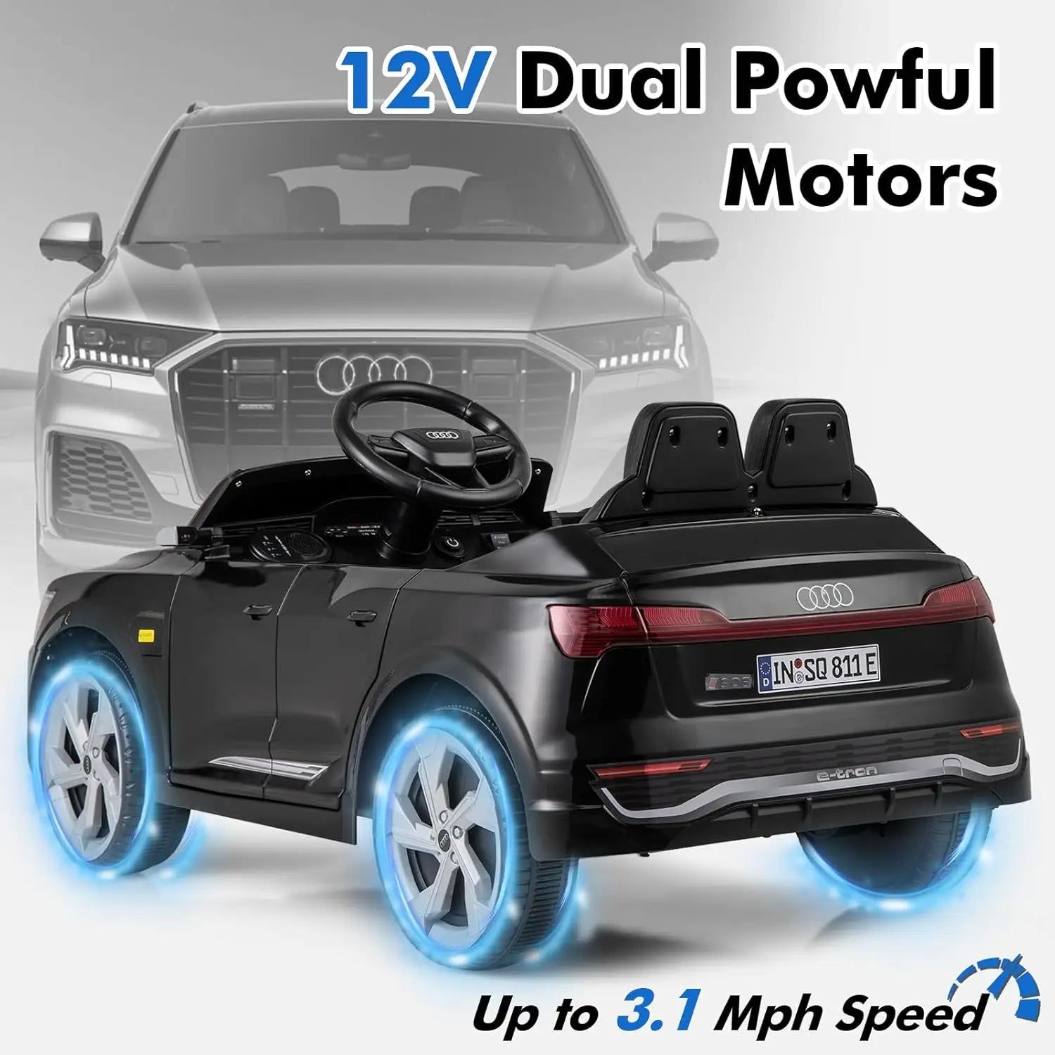 Licensed Ride on Car with Remote Control, Adjustable Music, LED Lights Ohberri