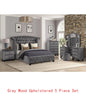 5-Piece Gray Wood Upholstered Bedroom Vanity Set for Stylish Home Decor - Ohberri