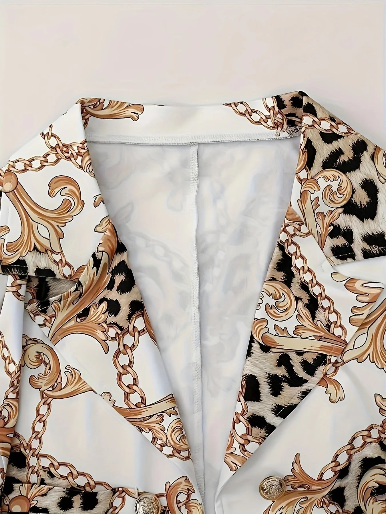 Chain printed leopard print casual two-piece set Ohberri