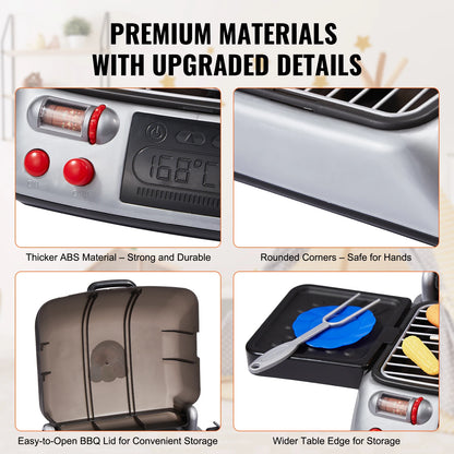 Kids BBQ Grill Toy Set with Pretend Smoke Sound Kitchen - Ohberri