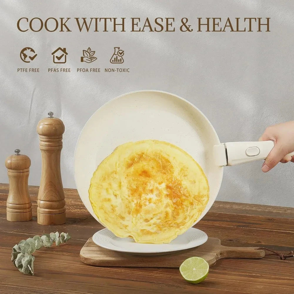 23Pcs Ceramic Cookware Set Non Stick Pots and Pans Set Non Toxic with Detachable Handle Ohberri