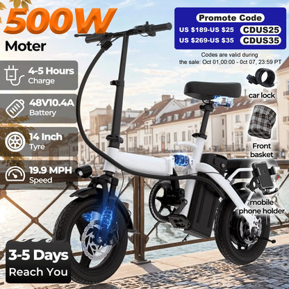 14-inch electric bike 500W motor 20-mile maximum range - Ohberri