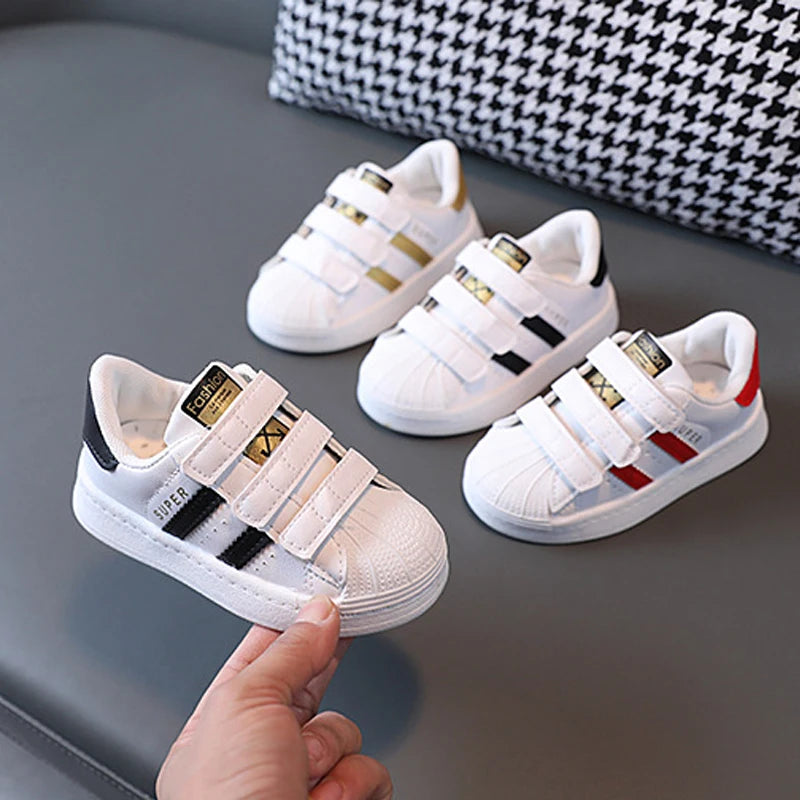 Children's Sneakers Kids Fashion Design White Non-slip Casual Shoes Boys Girls Hook Breathable Sneakers Toddler Outdoor Shoes Ohberri