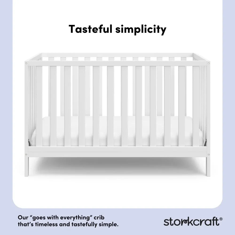 Modern 4-in-1 Convertible Baby Crib, Transitional crib with Adjustable Mattress Height - Ohberri