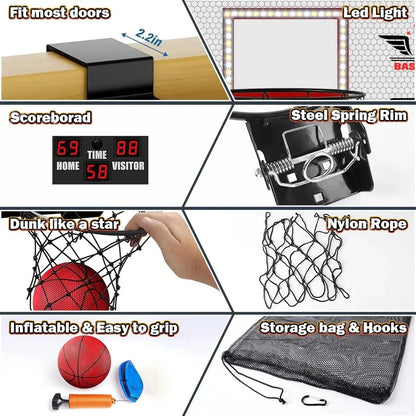 Basketball Hoop x2 Indoor Outdoor Electric Mini Basketball Scoreboard 4x Balls Ohberri