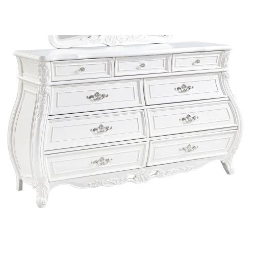 Modern Style 5 Pc King Bedroom Set Made with Wood in Pearl White - Ohberri