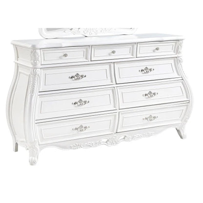 Modern Style 5 Pc King Bedroom Set Made with Wood in Pearl White - Ohberri