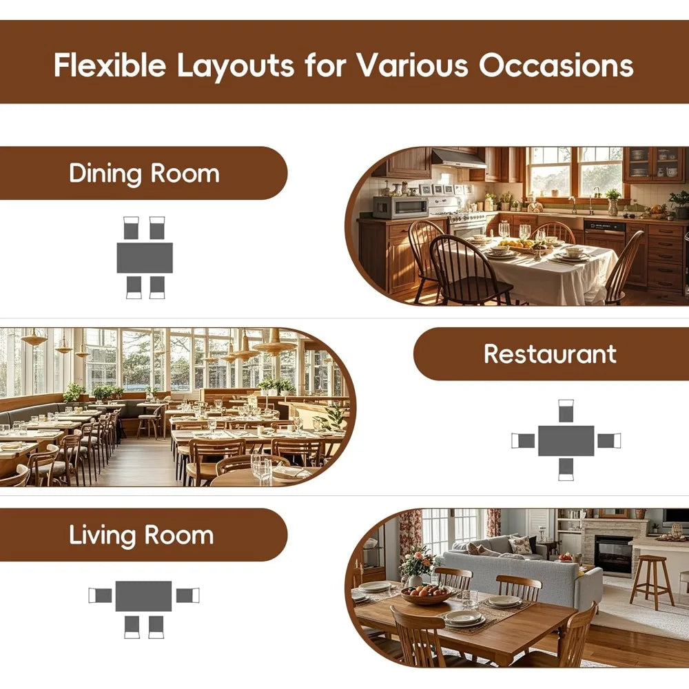 Dining Table With 4 Chairs with Rubber Wood Legs, Farmhouse 5-Piece Set Ohberri