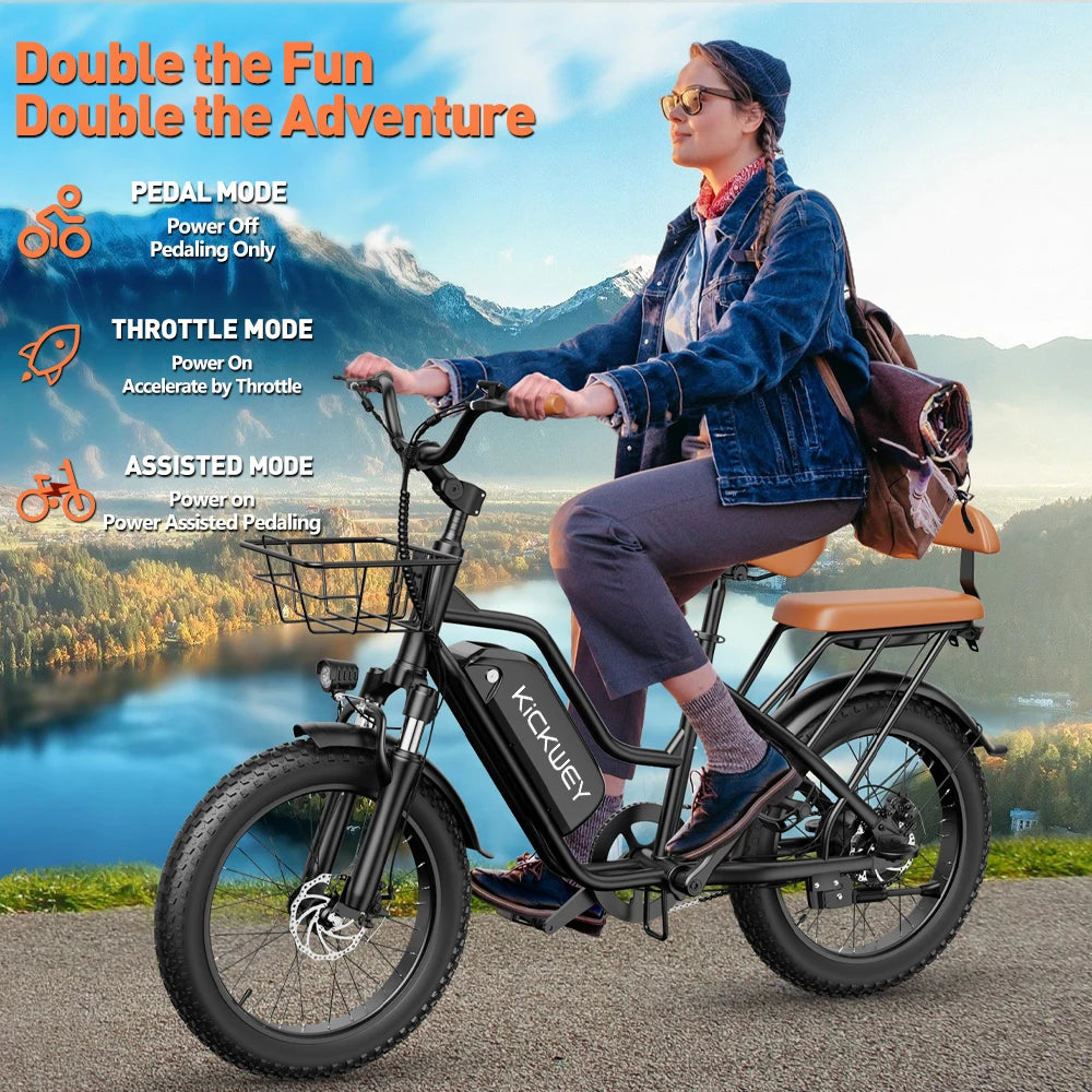 Electric Bike 20'' 1500W Up to 50 Miles 32MPH with 48V 20AH - Ohberri