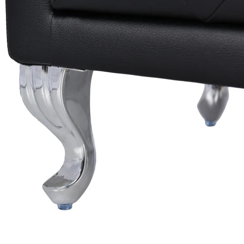 3 Pieces Bedroom Set with Queen Size PU Leather Upholstered Platform Bed and Elegant PU Nightstand with 2 Drawers , Black - Ohberri