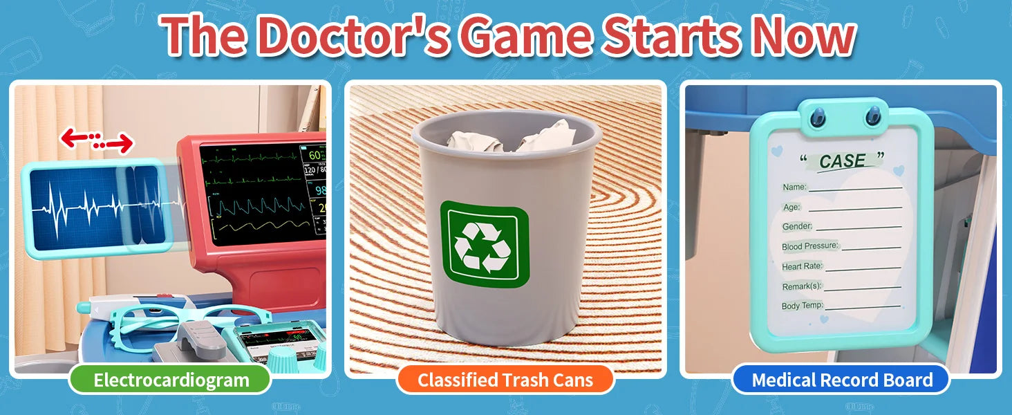 Doctor Pretend Play Medical Station Set with Lights Stethoscope - Ohberri