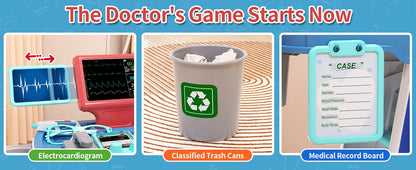 Doctor Pretend Play Medical Station Set with Lights Stethoscope - Ohberri