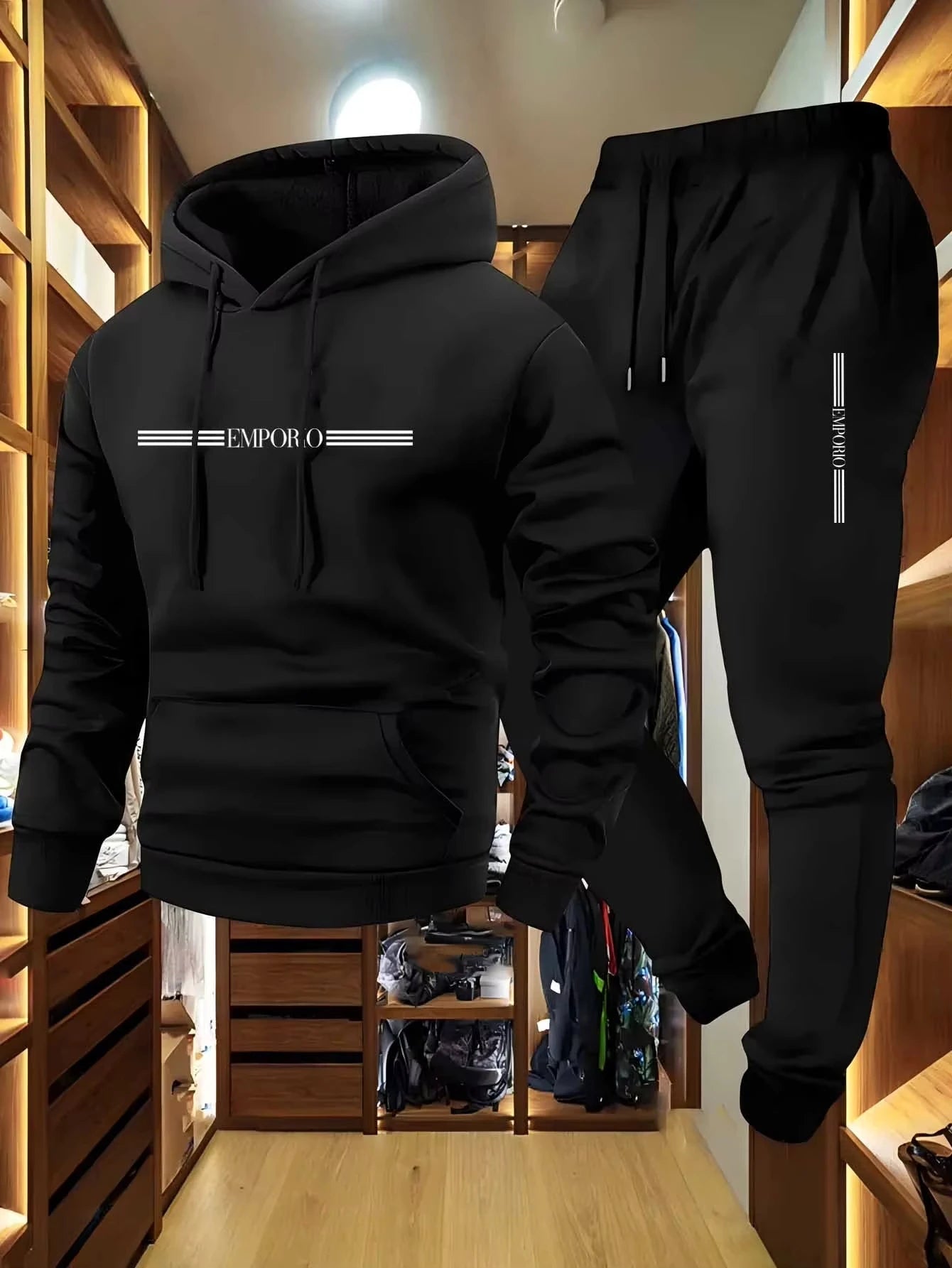 Trendy Printed Hooded Sweatshirt Set Casual Sports tracksuit Ohberri