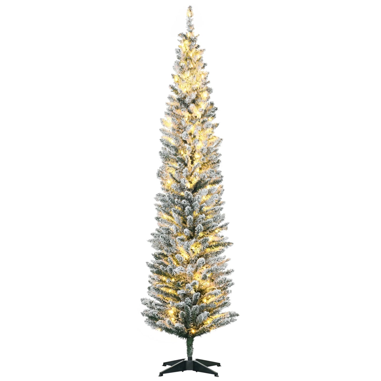 7' Prelit Artificial Christmas Tree with Warm White Led Lights, Green Ohberri