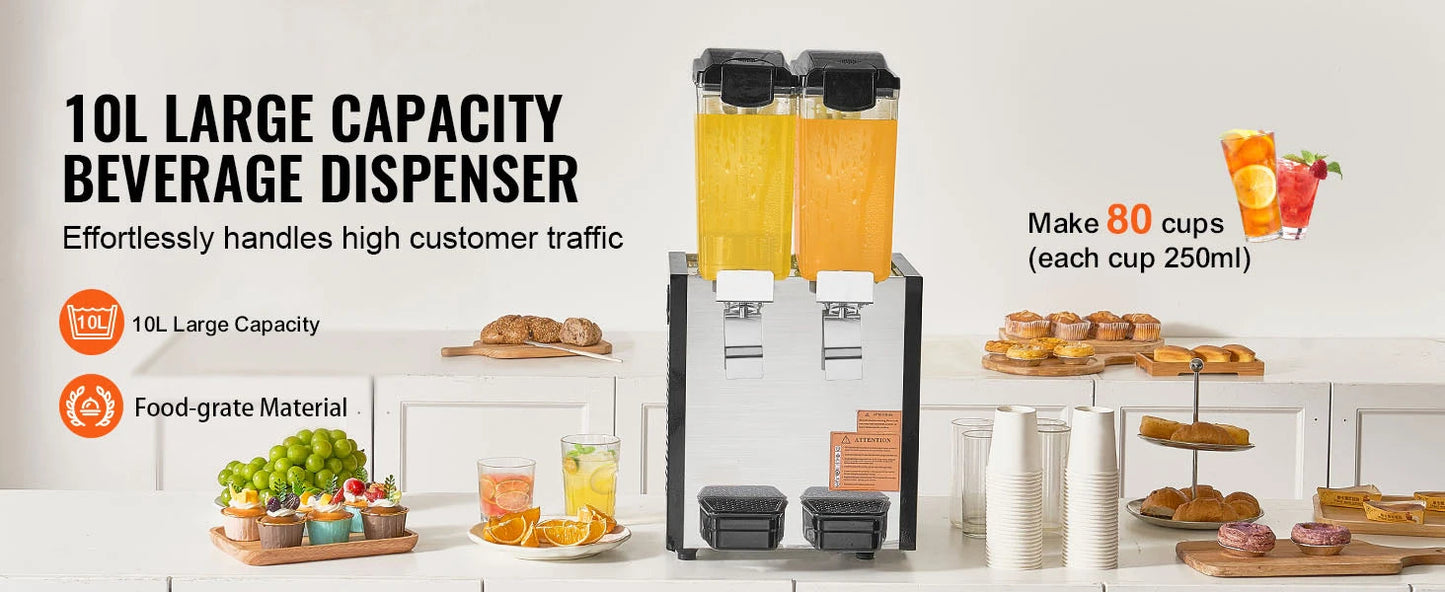 Tanks Commercial Beverage Dispenser 10L/12L/18L Per Tank Juice Dispenser Stainless Steel Ohberri