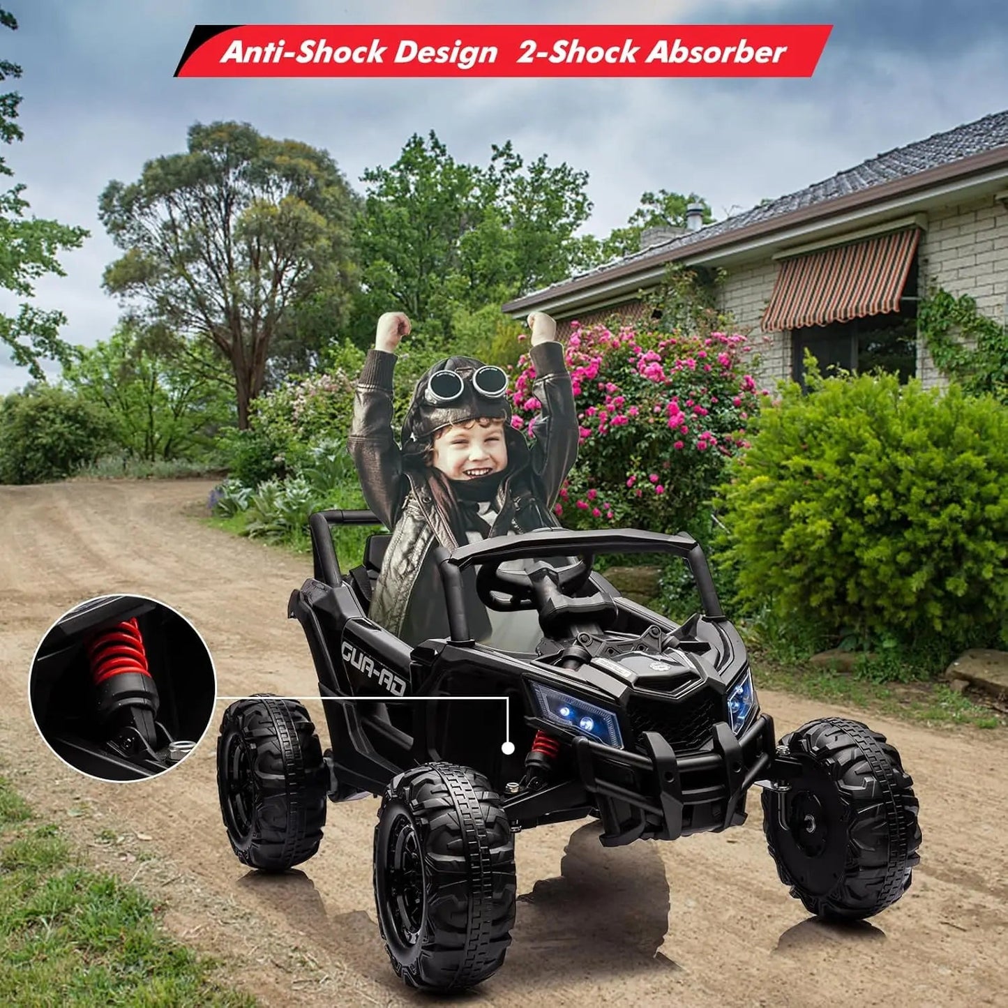 2 Seater Ride On Car, 24V Kids Ride On UTV Car w/Remote Control Ohberri