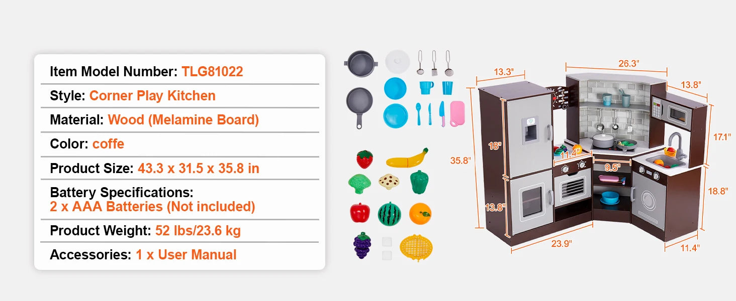 Play Kitchen Set Kitchenware Accessories with Ice Maker f - Ohberri