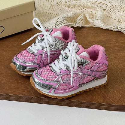 2025 Spring Toddler Kid Breathable Orbit Metallic Rubber Mesh Sneaker Children Casual Fashion Shoe Boy Girl Sports Walking Shoes Ohberri