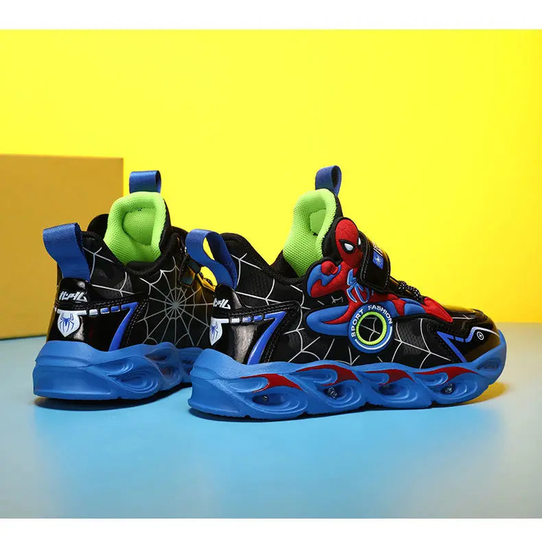 Disney Boys Shoes LED Lights Cartoon Autumn Children's Sports Shoes Leather Non-slip Children's Running Shoes Sneaker Size 25-35 Ohberri